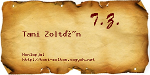 Tani Zoltán névjegykártya