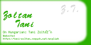 zoltan tani business card